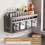 New Kitchen Spice Shelf Wall-mounted Spice Storage Rack Kitchen Seasoning Organizer Holder No Punching Required Storage Shelf - Image 10