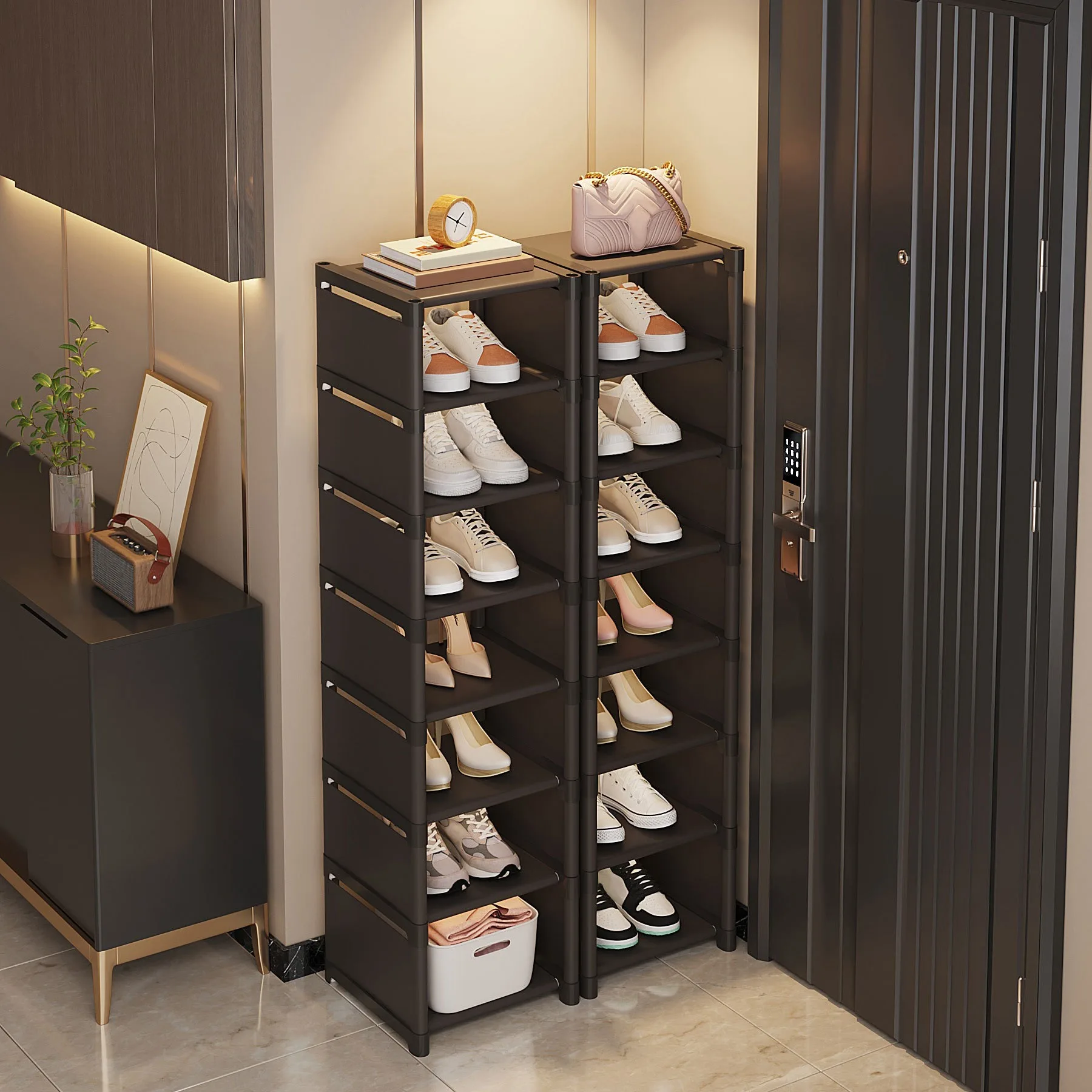A2b2df412b67645da8f8ec72ca41c91a76-1.webp Multiple Layers Shoe Organizer Use At the Door Shoe Rack Organizer Nonwovenfabric Rack Stackable Shelf Adjustable Saving Space - Image 1