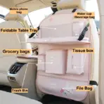 Leather Deluxe Car Seat Back Organizer-Multi-Function Storage, Foldable Dining Table Tray,Anti-Kick Pad,Decorative Car Accessory - Image 2