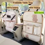 Leather Deluxe Car Seat Back Organizer-Multi-Function Storage, Foldable Dining Table Tray,Anti-Kick Pad,Decorative Car Accessory - Image 4