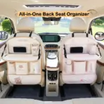 Leather Deluxe Car Seat Back Organizer-Multi-Function Storage, Foldable Dining Table Tray,Anti-Kick Pad,Decorative Car Accessory - Image 5
