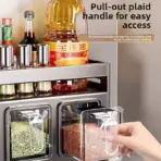 New Kitchen Spice Shelf Wall-mounted Spice Storage Rack Kitchen Seasoning Organizer Holder No Punching Required Storage Shelf - Image 3