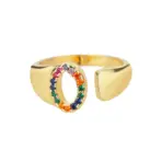 Rainbow Zircon Letter Rings For Women Fashion Chunky Wide Letter A-Z Stainless Steel Ring Wedding Boho Jewelry free shipping - Image 17