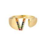 Rainbow Zircon Letter Rings For Women Fashion Chunky Wide Letter A-Z Stainless Steel Ring Wedding Boho Jewelry free shipping - Image 13
