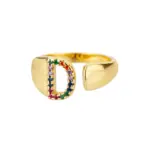 Rainbow Zircon Letter Rings For Women Fashion Chunky Wide Letter A-Z Stainless Steel Ring Wedding Boho Jewelry free shipping - Image 20