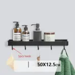 Bathroom Shelf No Drill Organizer Shower Storage Rack Black Corner Shelves Wall Mounted Aluminum Toilet Shampoo Holder - Image 11