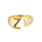 Rainbow Zircon Letter Rings For Women Fashion Chunky Wide Letter A-Z Stainless Steel Ring Wedding Boho Jewelry free shipping - Image 9