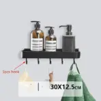 Bathroom Shelf No Drill Organizer Shower Storage Rack Black Corner Shelves Wall Mounted Aluminum Toilet Shampoo Holder - Image 13