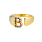 Rainbow Zircon Letter Rings For Women Fashion Chunky Wide Letter A-Z Stainless Steel Ring Wedding Boho Jewelry free shipping - Image 22