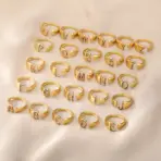 Rainbow Zircon Letter Rings For Women Fashion Chunky Wide Letter A-Z Stainless Steel Ring Wedding Boho Jewelry free shipping - Image 6