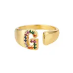 Rainbow Zircon Letter Rings For Women Fashion Chunky Wide Letter A-Z Stainless Steel Ring Wedding Boho Jewelry free shipping - Image 25