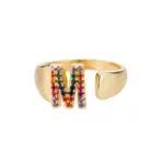 Rainbow Zircon Letter Rings For Women Fashion Chunky Wide Letter A-Z Stainless Steel Ring Wedding Boho Jewelry free shipping - Image 15