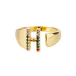 Rainbow Zircon Letter Rings For Women Fashion Chunky Wide Letter A-Z Stainless Steel Ring Wedding Boho Jewelry free shipping - Image 24