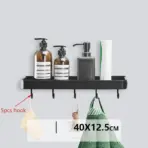Bathroom Shelf No Drill Organizer Shower Storage Rack Black Corner Shelves Wall Mounted Aluminum Toilet Shampoo Holder - Image 10