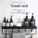 Bathroom Shelf No Drill Organizer Shower Storage Rack Black Corner Shelves Wall Mounted Aluminum Toilet Shampoo Holder - Image 5