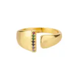 Rainbow Zircon Letter Rings For Women Fashion Chunky Wide Letter A-Z Stainless Steel Ring Wedding Boho Jewelry free shipping - Image 23