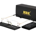 HBK Retro Rimless Sunglasses For Women Men Small Square Gold Frame Brand Design Tea Shades Rectangle UV400 Zonnebril Eyewear - Image 8