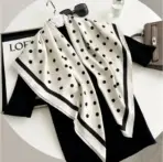 Hot Selling New 90 * 90 Women's Headscarf High-end Simple Black and White Polka Dot Printed Twill Silk Light Luxury Scarf - Image 8