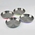 Big Baby Feeding Plate Silicone Stainless Steel Boy Girl Tableware Cute Plain - Image 3