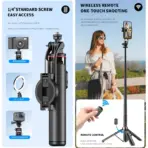 Extendable Selfie Stick Tripod 1/4'' Standard Screw 360° Rotatable for iPhone Action Camera Fill Light Portable Vlog Stand Mount - Image 6