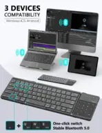 Nillkin Bluetooth 5.0 Foldable Keyboard with Trackpad & Numpad, Full-Size Travel Keyboard for iPad Tablet Laptop PC iOS Android - Image 2