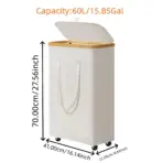 (60L/100L )Large Capacity Foldable Laundry Basket (60L/100L), Rectangular Dirty Clothes Hamper with Wheels, Detachable Liner - Image 12