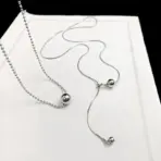 LATS Personality Stainless Steel Beaded Ball Pendant Necklace for Women Silver Color Double Layer Hip Hop Rock Chokers Jewelry - Image 6