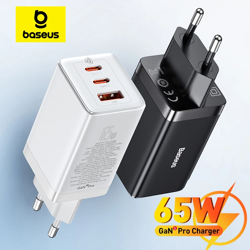 S08792a24e98640e6bf2564c3840c2699N.webp Baseus 65W GaN Charger Quick Charge Type C PD QC Charger USB Charger Portable Fast Charger For Laptop iPhone 17 16 15 14 13 Pro - Image 1