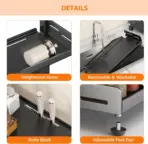 3 Tier Spice Storage Rack for Countertop Adjustable Spice Organization for Cabinet Kitchen Organizer Metal Shelf Black - Image 5