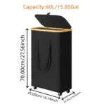 (60L/100L )Large Capacity Foldable Laundry Basket (60L/100L), Rectangular Dirty Clothes Hamper with Wheels, Detachable Liner - Image 9
