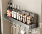 Wall Mounted Kitchen Condimenters Spice Rack Organizer Shelf Kitchen Storage Wall Shelf Organizers Hanging Hook Rack For Kitchen - Image 9