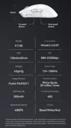 Attack Shark X11  X11SE Wireless Gaming Mouse 3-Mode , PAW3311, 22000DPI, 400IPS, PC Gaming Mouse - Image 6