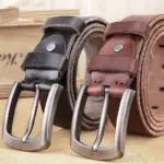 Natural cowhide belt for men's hard metal buckle soft original cowhide mens leather belt unique texture real leather jeans belt