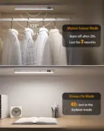 WILLED Under Cabinet Lights Rechargeable Battery Display 60 LED Touch Light Bar Motion Sensor Light Closet Light Night Lights - Image 3