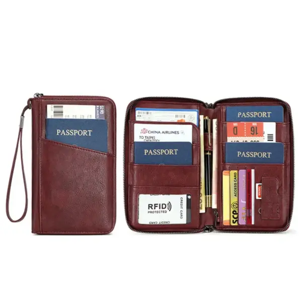 New Travel Passport Clip Wallet Women and Men Multifunctional PU Leather Card Holde RFID Anti Theft Swiping Wallets Storage Bag