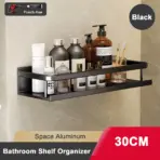 Punch-Free Bathroom Rack Bathroom Shelf Toilet Space Aluminum No Drill Hanging Rack Bathroom Organizer Hang On the Wall - Image 10