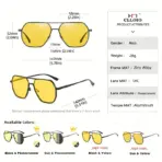 CLLOIO Anti-glare Day Night Vision Glasses Men Women Polarized Driving Sun Glasses Square Aluminum Photochromic Sunglasses UV400 - Image 5