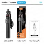 Extendable Selfie Stick Tripod 1/4'' Standard Screw 360° Rotatable for iPhone Action Camera Fill Light Portable Vlog Stand Mount - Image 7