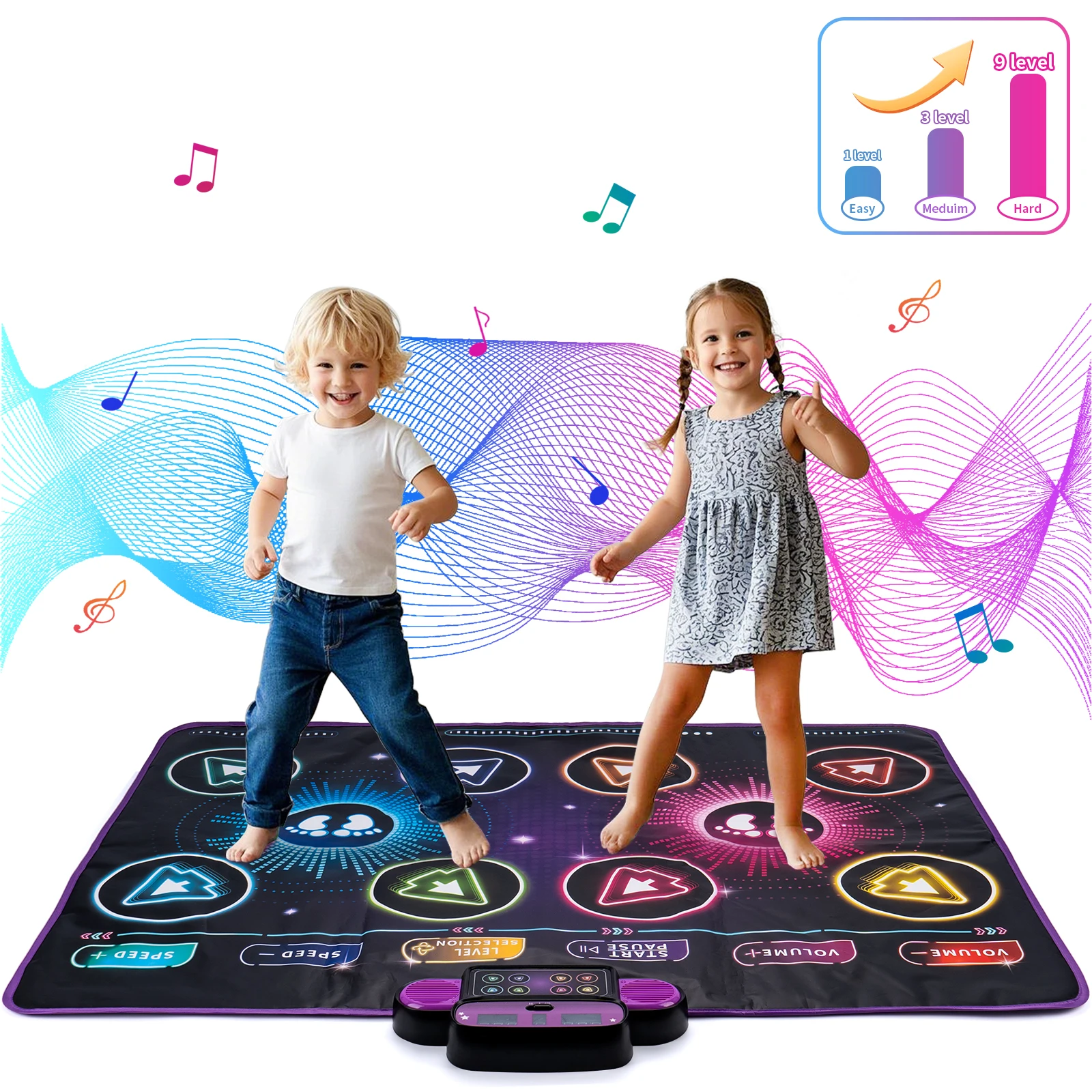 S16e1d0ceb73f43e59173b1f350015a3dJ.webp Kids Electronic Dance Mat Dancing Blanket Double Players Mode with 9 Levels Kid Floor Music Blanket Educational Toys Kids Gifts - Image 1