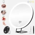 Tweezers & Scissors 30x Magnifying Mirror Set LED-Lit Magnifying Makeup Mirror 30x Magnification Makeup Mirror Portable Travel - Image 7