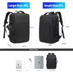 BANGE Expandable Men's Backpack Waterproof 17.3 in Laptop Backpack Man Large Capacity Hiking Travel Bag Male Backpacks for Men - Image 3