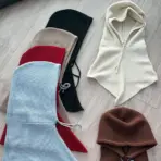 Winter Balaclava Hat Scarf for Women Warm Knitted Hooded Caps Outdoor Warm One-Piece Neck Collar Beanies Hats for Girls - Image 2