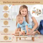 1A-Educational Toys Wooden Aeolian Bells Montessori Children's Musical Toys Xylophone Newborn Birthday Gifts Music Table Toys - Image 2