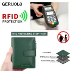 RFID Anti-Theft Brush New Three Fold Multi Fold Genuine Leather Cowhide Wallet Multifunctional anti Tamper Magnetic Card Bag Sho - Image 6