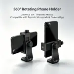 360° Rotating Phone Tripod Mount 1/4 Screw Phone Clip Holder Tripod Bluetooth Remote Extension Pole for iPhone Vlog 1/2/5 Pack