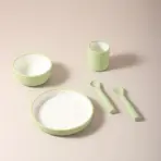 Modern Scandinavian Style 5-Piece Baby Feeding Set, Minimalist Two-Tone Silicone Bowls & Plates, No-Suction Feeding Set Design - Image 9