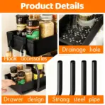 Under Sink Storage Organizers with Hanging Hooks 2 Tier Pull Out Drawers Cabinet Organiser Kitchen Rack for Bathroom - Image 4