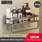Punch-Free Bathroom Rack Bathroom Shelf Toilet Space Aluminum No Drill Hanging Rack Bathroom Organizer Hang On the Wall - Image 15