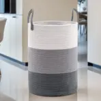 Large Storage Basket Tall Woven Decorative Laundry Hamper With Handles Foldable Cotton Rope for Clothes Kids Toys Living Room - Image 14