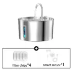 ZYFeeder 2.2L Automatic Water Fountain Stainless Steel Pet Water Feeder Cat/Dog Drink Bowl Water Dispenser Silent With Window - Image 7